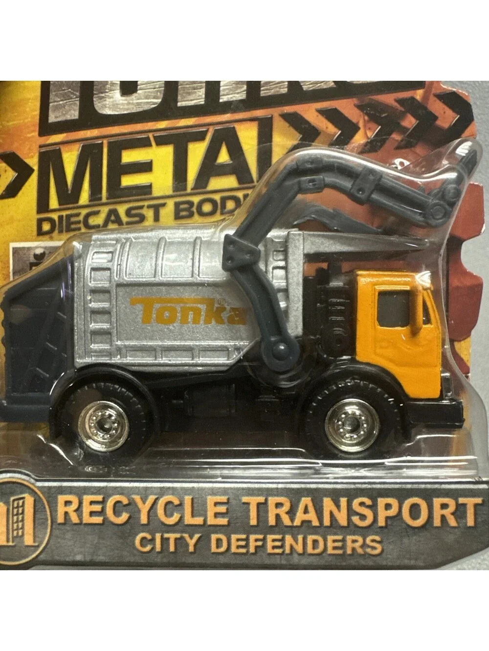 Tonka Metal Recycling Truck Transport City Defenders 1:64 Orange 2014 Diecast